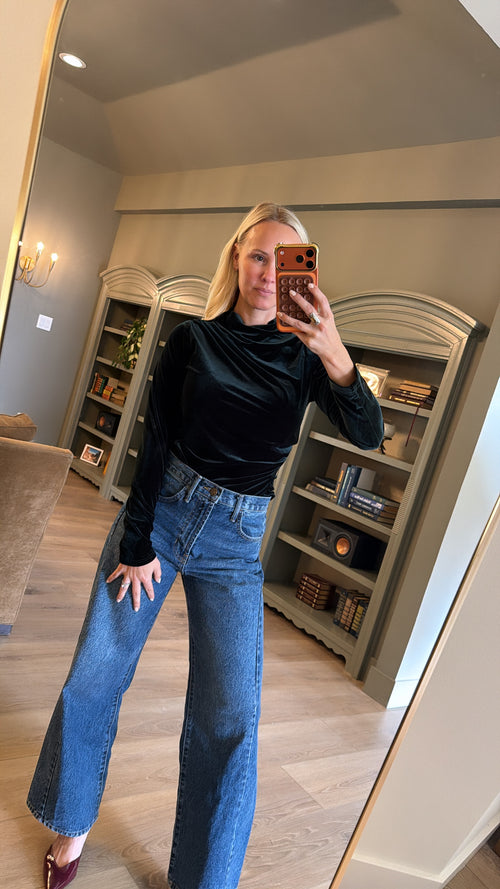 Lennon green velvet top