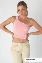 Vintage One Shoulder Crop Top