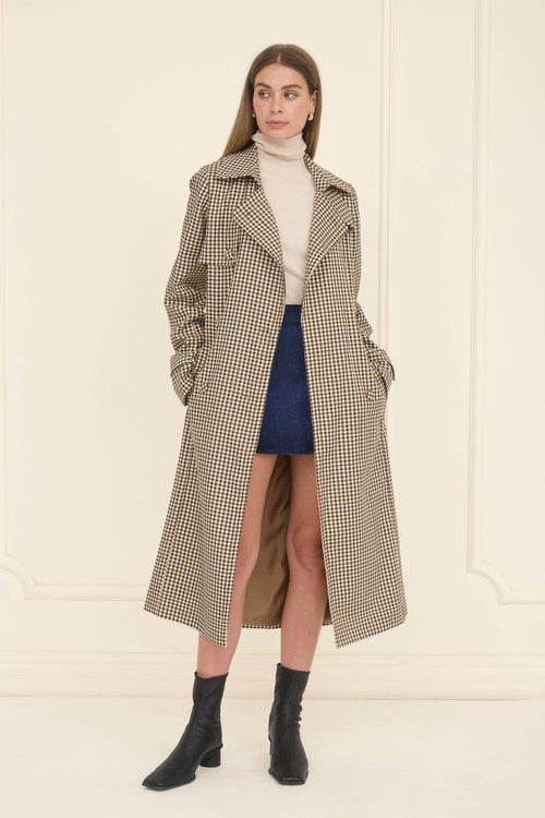 Kensington plaid trench coat