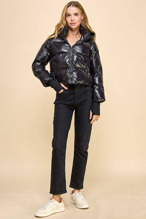 Coco Hooded Black Puffer Jacket