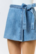 Zara tie waist denim skort