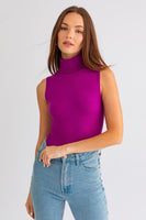 Sleeveless turtleneck bodysuit violet