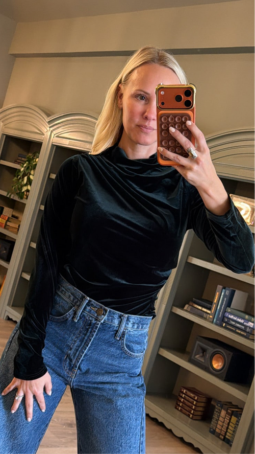 Lennon green velvet top