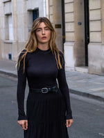 Gina black mock neck