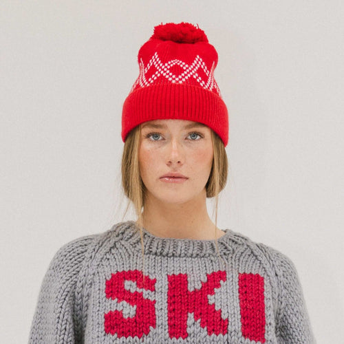 Elio Pom Beanie: Ruby Red