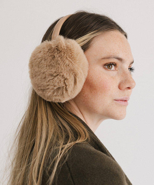 Leena Faux Fur Earmuff: Tan