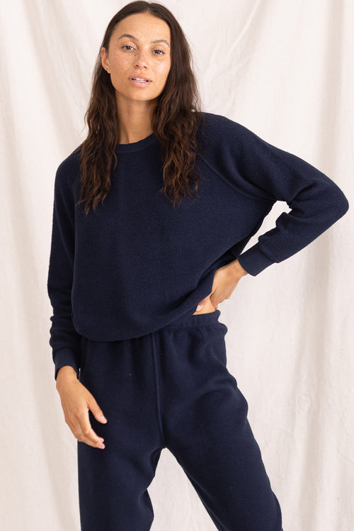 Ziggy inside out fleece Navy sweatshirt