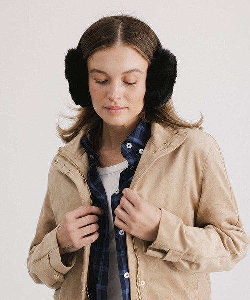 Leena Faux Fur Earmuff: Black