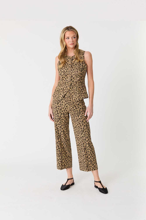 Anabelle leopard crop wide leg `