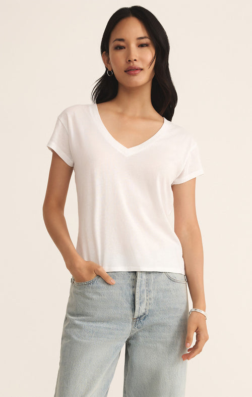 Jenna white v neck tee