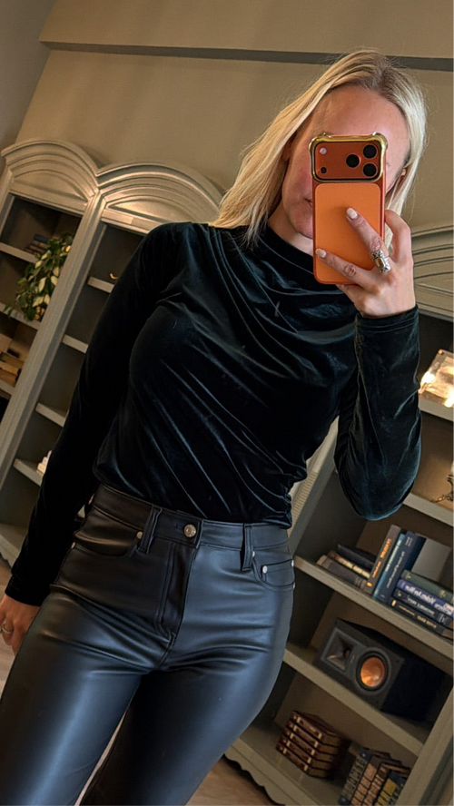 Lennon green velvet top