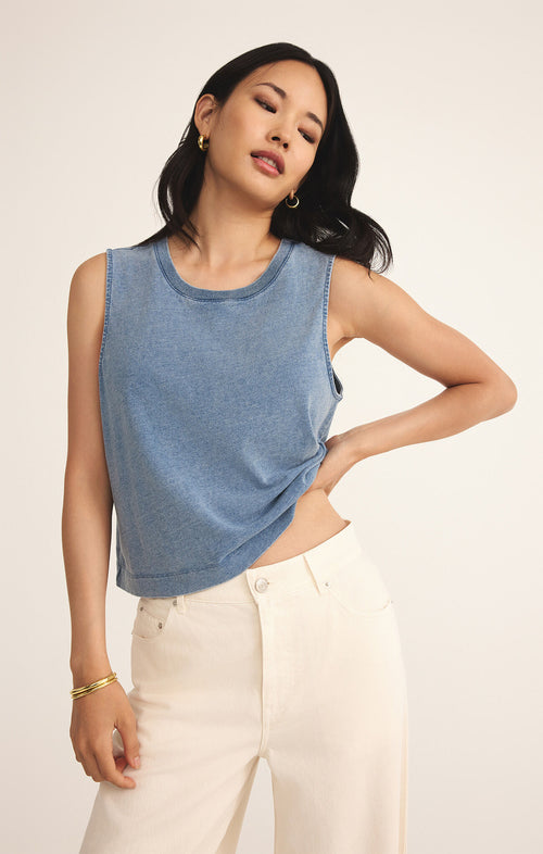 Lela jersey denim top