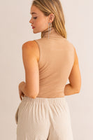 Sleeveless turtleneck bodysuit Taupe