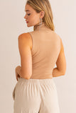 Sleeveless turtleneck bodysuit Taupe
