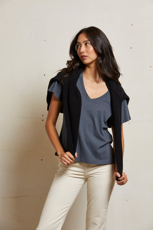 Hendrix boxy v neck tee - Night