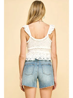 Embroidered white tank top
