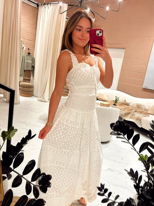Janis white midi dress