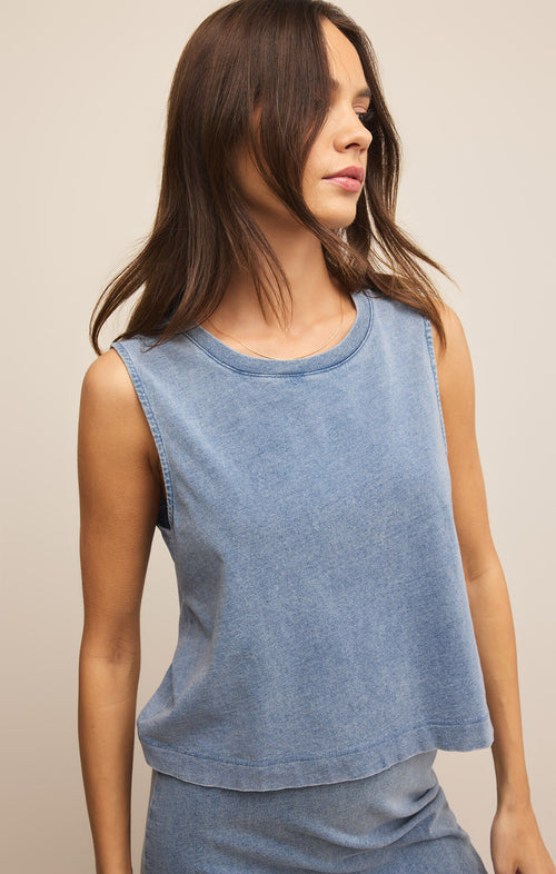 Lela jersey denim top