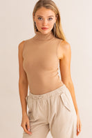 Sleeveless turtleneck bodysuit Taupe