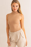 Sleeveless turtleneck bodysuit Taupe
