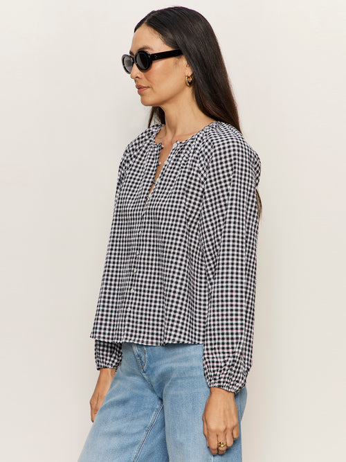 PERFECT GINGHAM BUTTON BLOUSE