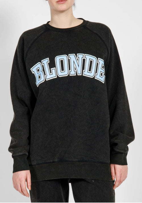 Blonde Brunette varsity black crew