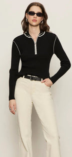 Sporty rib zip up