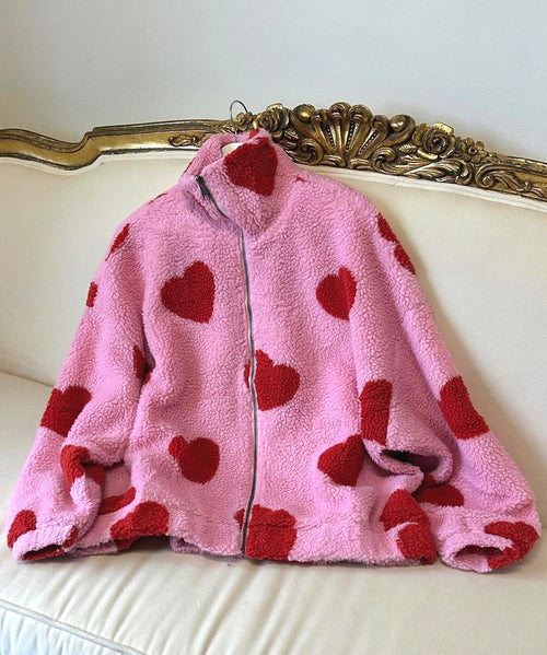 All over heart sherpa pink