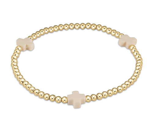 Enewton signature cross 3mm bracelet off white