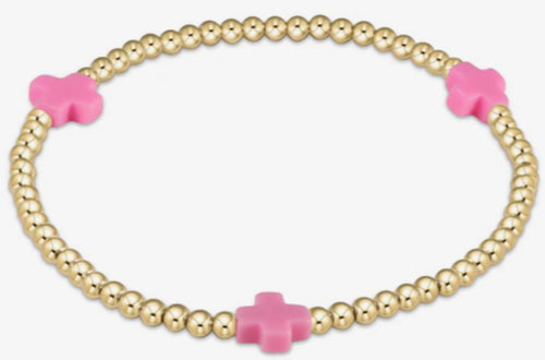 Enewton signature cross 3mm bracelet Bright Pink