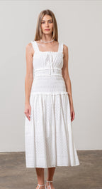 Janis white midi dress