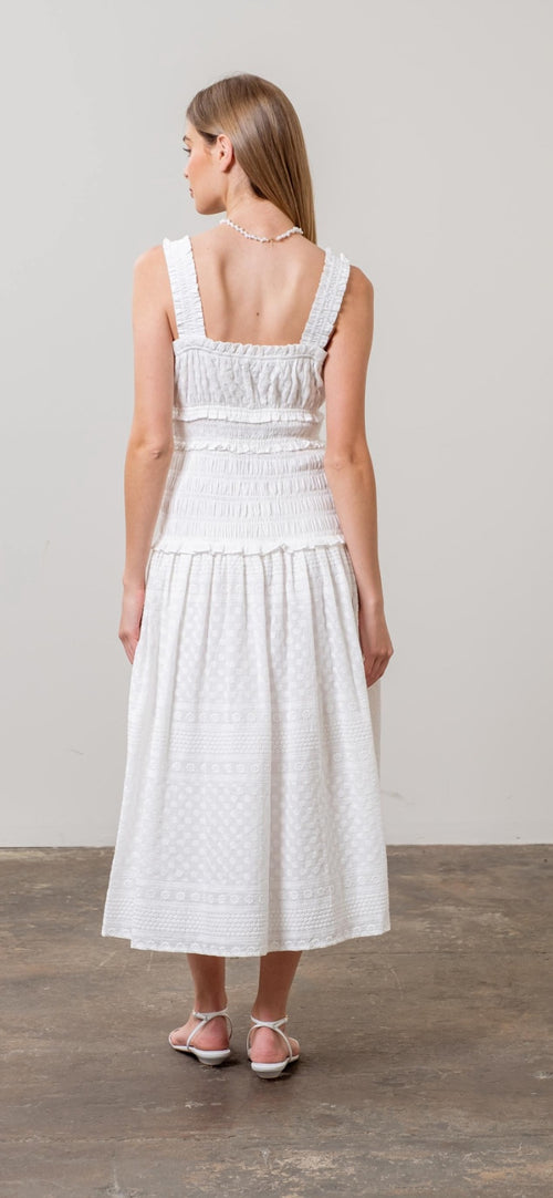 Janis white midi dress