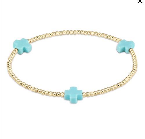 Enewton signature cross 2mm bracelet turquoise
