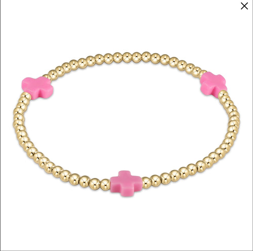 Enewton signature cross 3mm bracelet Bright Pink