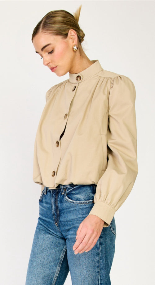 Gathered trench jacket