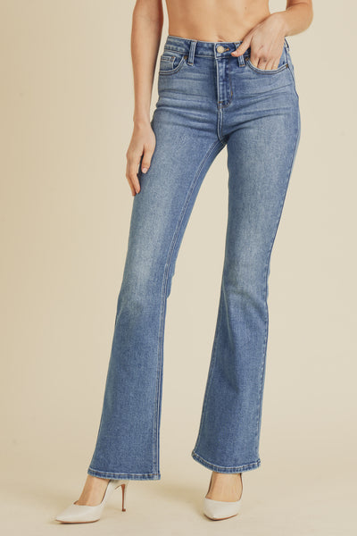 High rise skinny flare