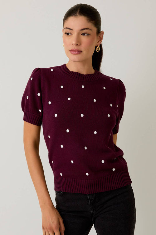 Lelia short sleeve polka dot top