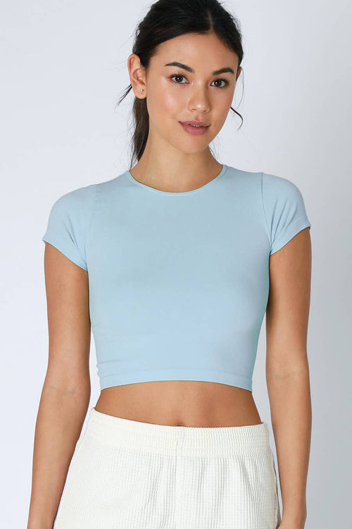 Jersey Crew Neck Crop Tee