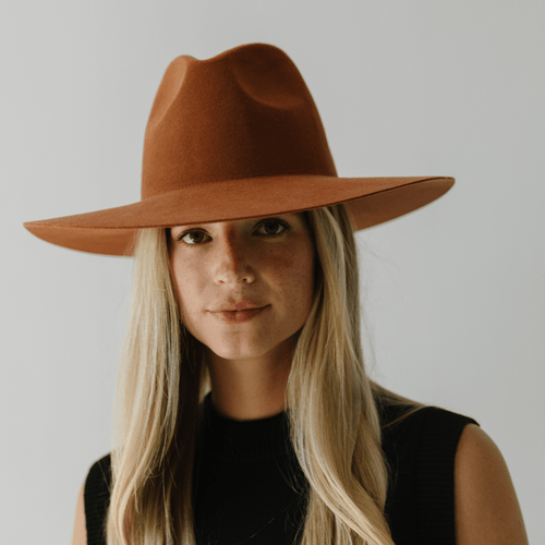 Emma Wide Brim Fedora: Terracotta