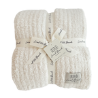 Solid Ribbed Luxe Home Cozy Blanket: Cream