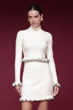 Lacey Ruffle Trim Cropped Turtleneck Sweater