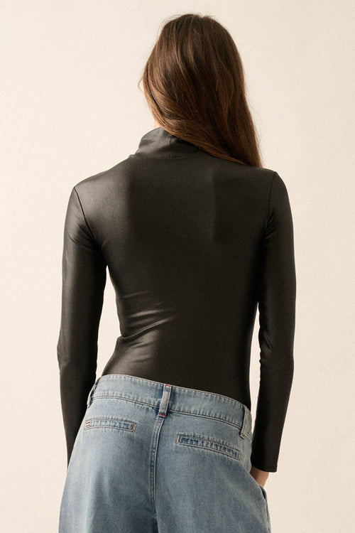 Rhea black faux leather bodysuit