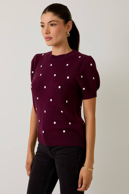 Lelia short sleeve polka dot top