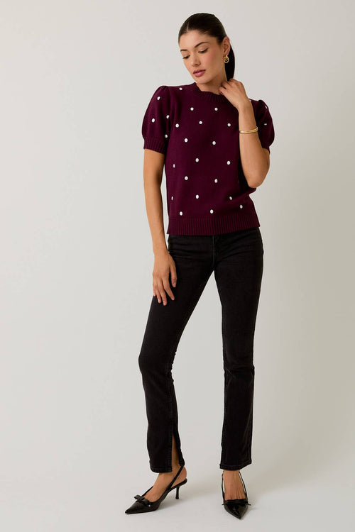 Lelia short sleeve polka dot top