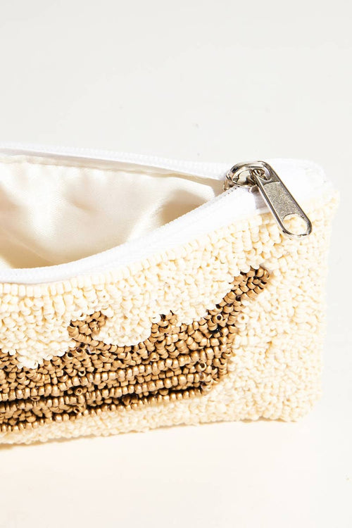 White Beaded Golden Crown Coin Purse