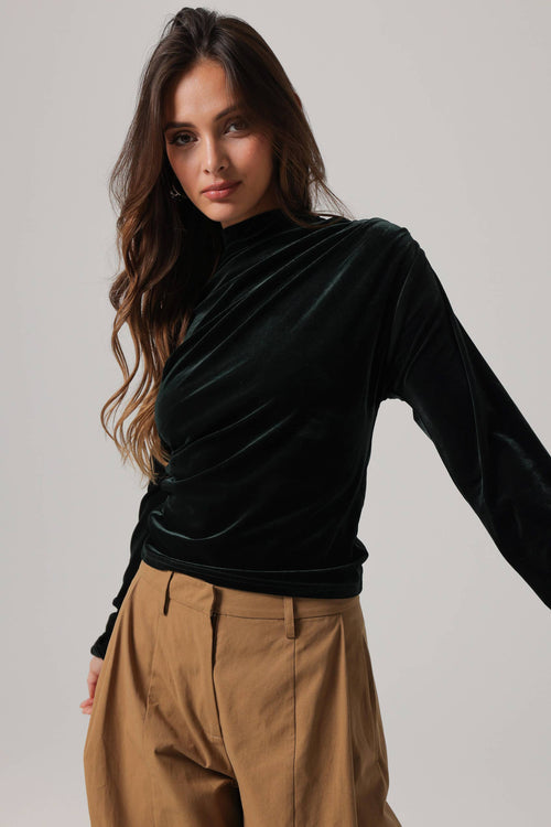 Lennon green velvet top