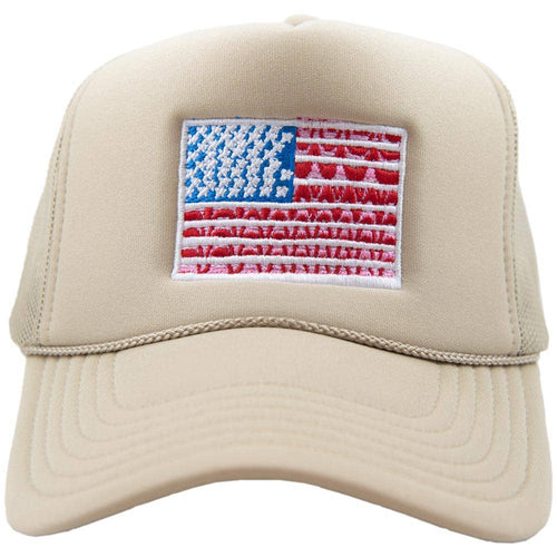 American Flag khaki Foam Trucker Hat