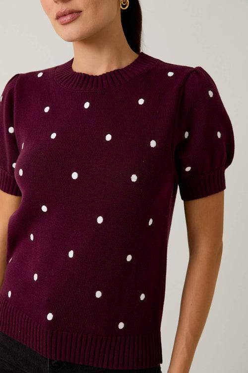 Lelia short sleeve polka dot top