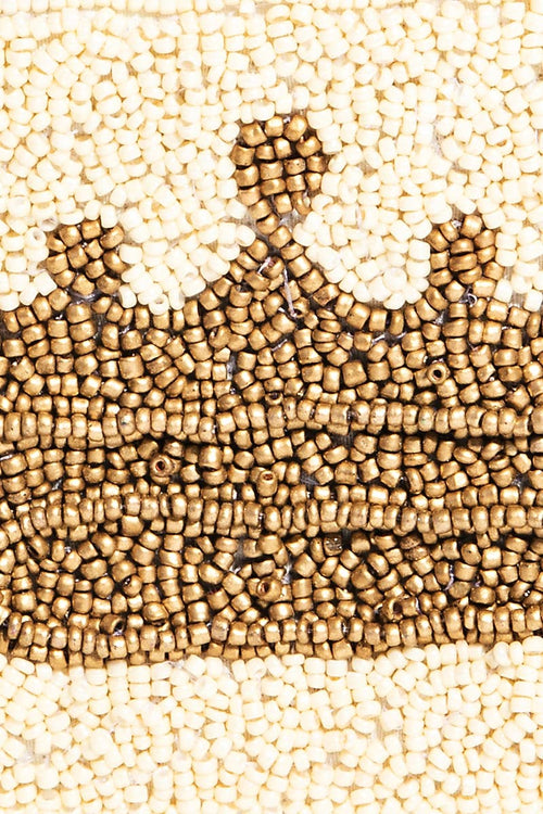 White Beaded Golden Crown Coin Purse